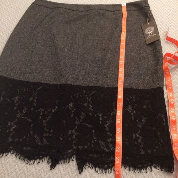 Vince Camuto Grey Skirt Black Lace Size 12 - Picture 5 of 5